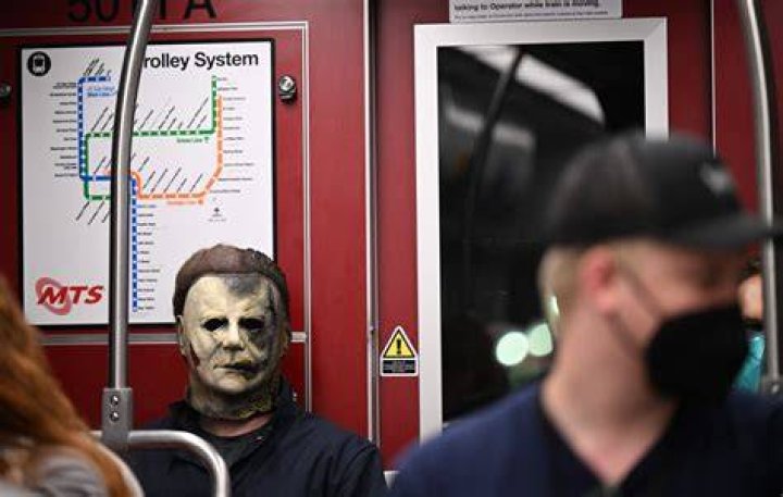 Michael Myers is looking at someone in Halloween.